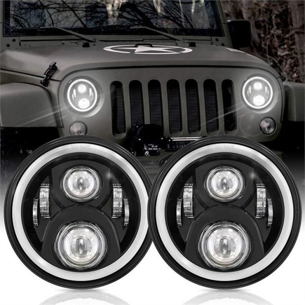 7 pous dirije lanp pou Jeep Wrangler JK 2007-2017