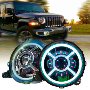 9 pous Wonn Jeep JL 2018 RGB RGB gring Dep Wrangler koule chanje Halo dirije tit