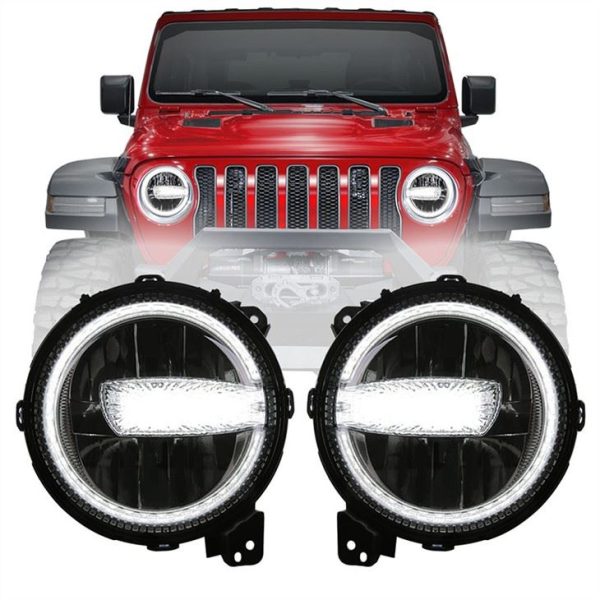 Morsun 9INCH dirije Headlight DRL pou Jeep Wrangler JL Rubicon 2018 2019