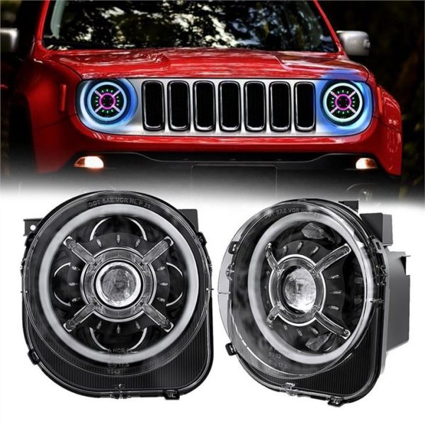 Morsun LED RGB Headlghts Koulè Chanjman Je Demon Pou Jeep Renegade 2015 2016 2017 2018 2019 2021