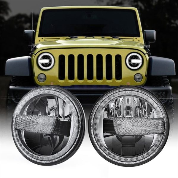 Morsun Motos dirije limyè devan pwojektè ak DRL blan pou 2007-2017 Jeep Wrangler JK DOT Emark apwouve